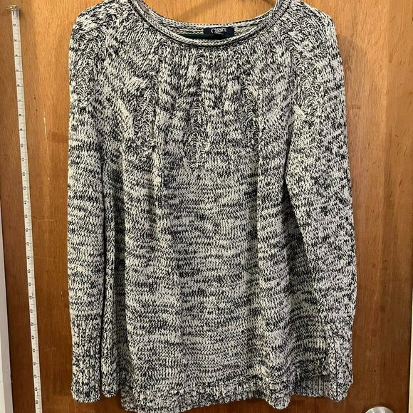 🐻Size L - Chaps - Black and Gray Long Sleeve Sweater - Picture 1 of 6
